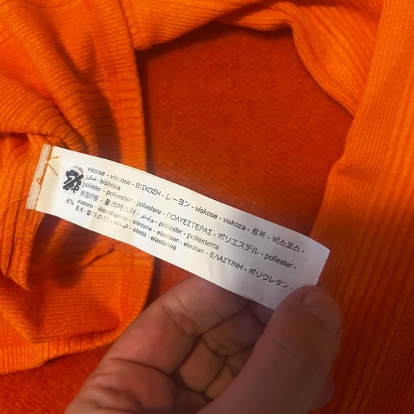Zara bright orange V-neck ribbed cropped cardigan NWT - Picture 8 of 9